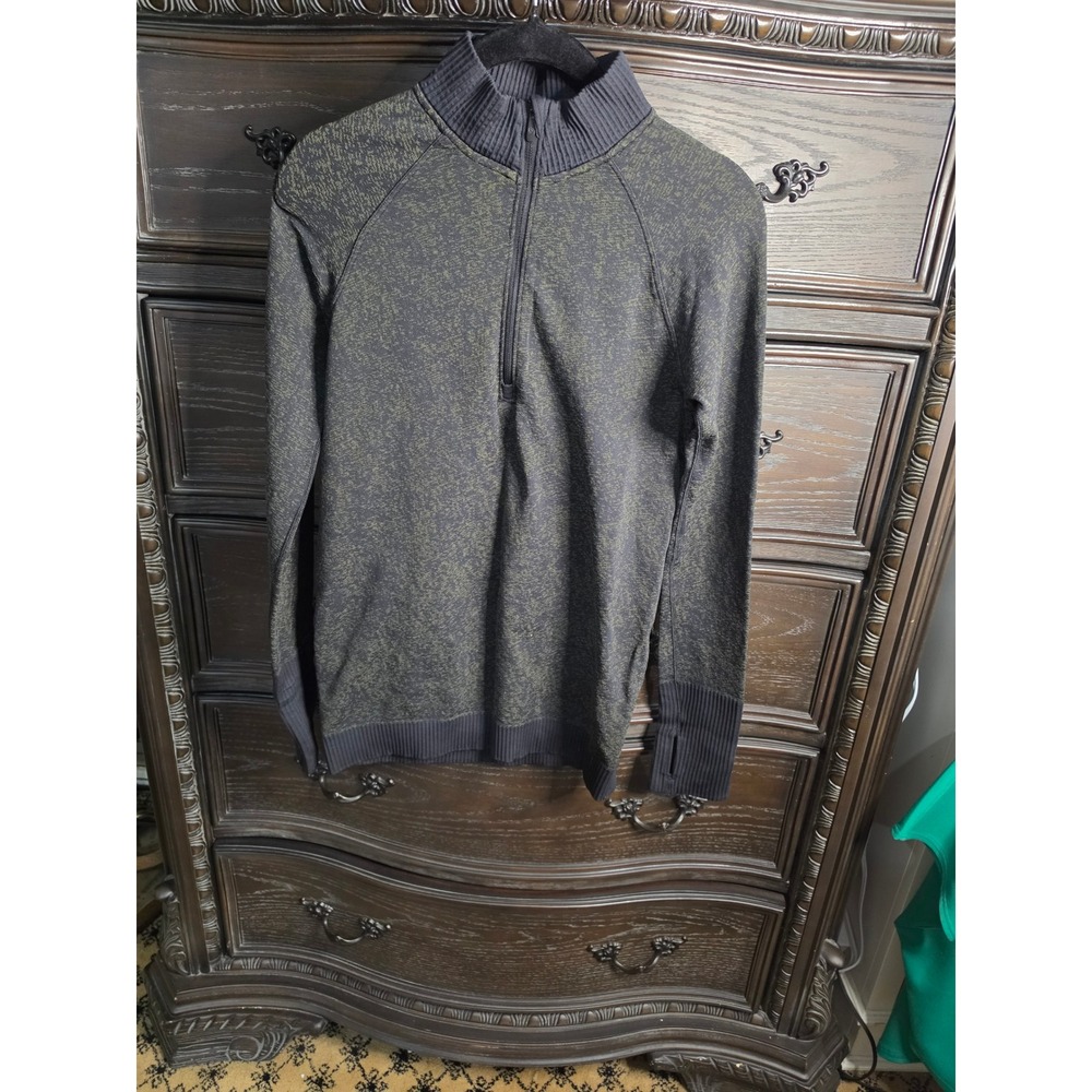 Lululemon Rest Less 1/4 Zip Pullover Dark Olive Black Space Dye Size 6